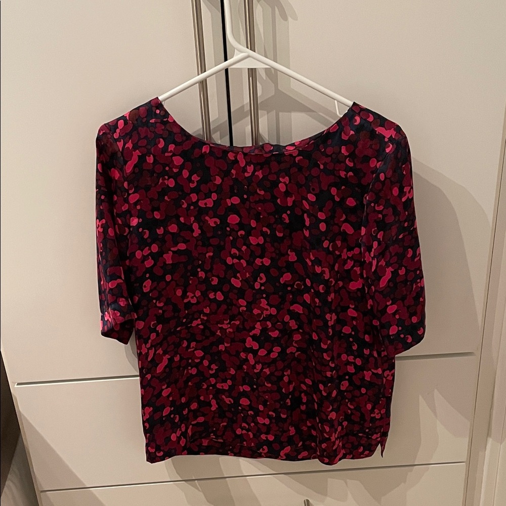 Joe Fresh Pink and Black Patterned Blouse